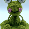 Crongy Frog tug and pull. crochet toy