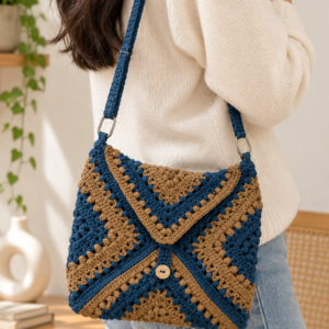 Adjustable Granny Square Sling Crossbody Crochet Bag